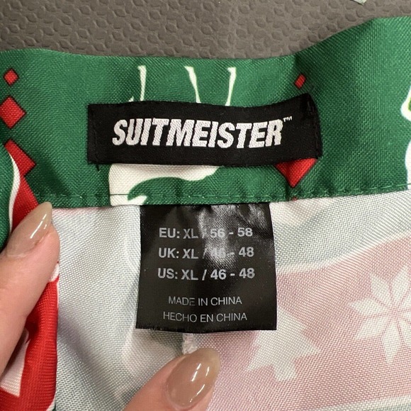 Suitmeister Christmas Mens Suit Blazer Tie Pants Sizes Lg/XL NWT Red, Green, Wht - Picture 14 of 15